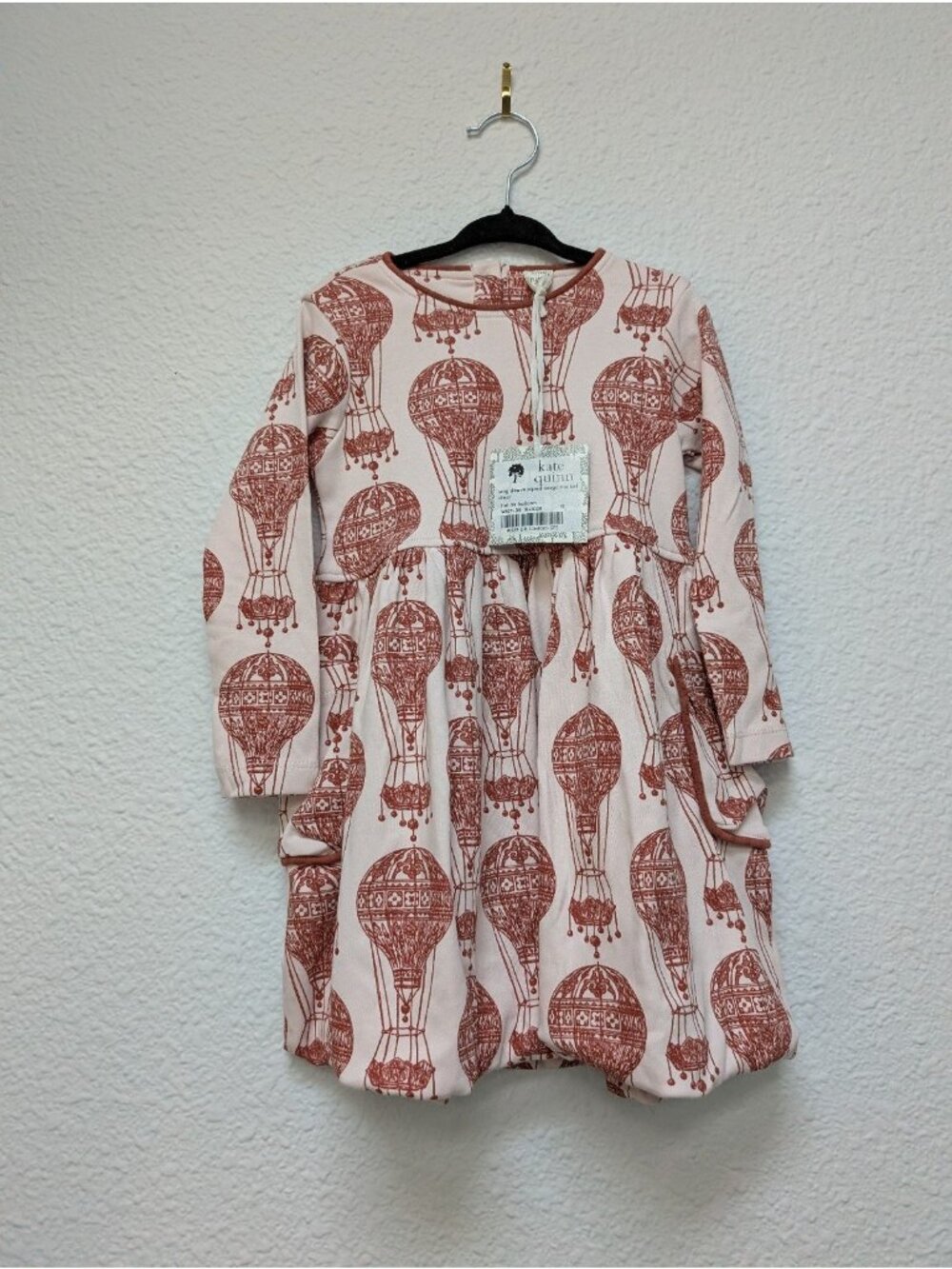 Kate Quinn Hot Air Balloon Print Long Sleeve Cargo Pocket Bubble Dress 3T